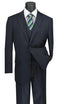 Sovana Collection - Regular Fit 3 Piece Suit 2 Button Tone on Tone Stripe in Navy