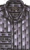 "Men's Black Sports Shirt - Regular Fit with Fancy Tonal Stripe Pattern"