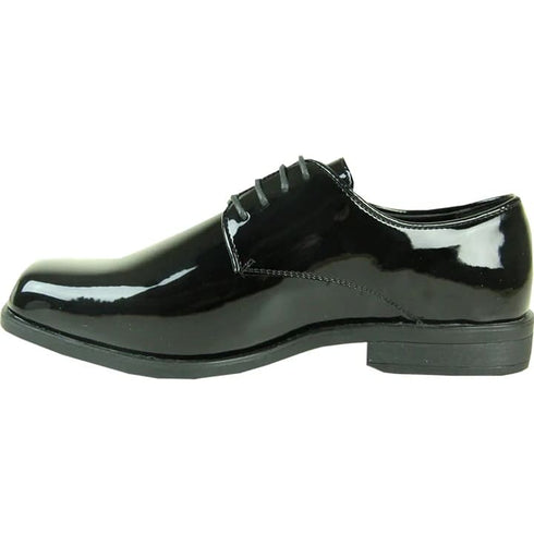 Mens Classic Plain Square Toe Shiny Patent Tuxedo Dress Shoe In Black