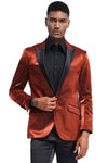 Rust Men's Slim Fit Satin Tuxedo Jacket for Prom 2025 & Wedding