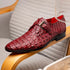 Marco Di Milano Rovigo Men's Shoes Wine Exotic Crocodile Skin Single Monk-strap Loafers