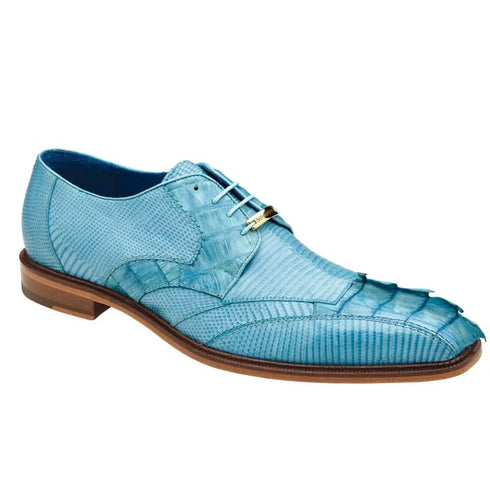 Men's Belvedere Valter Lizard & Crocodile Hornback Tail Dress Shoe In Summer Blue