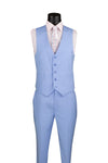 Slim Fit Business Men's Suit 3 Piece 2 Button in Light Blue