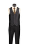 Slim Fit 3 Piece Satin Suit in Black