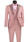 Mens Summer Slim Fit Peak Lapel Tuxedo Suit in Mauve Pink