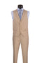 Slim Fit Suit Windowpane 3 Piece with Vest in Beige