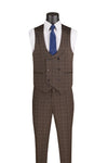 Slim Fit 3 Piece Stretch Fabric Suit in Brown