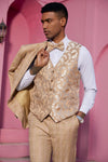 Mens Stacy Adams Suit -Stacy Adams Men's Plaid Suit with Paisley Vest & Bow Tie - Khaki