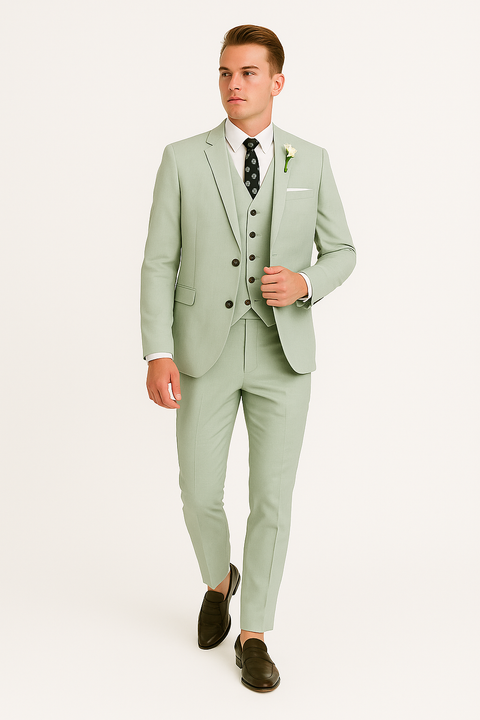 Sage Men Light Green Suit