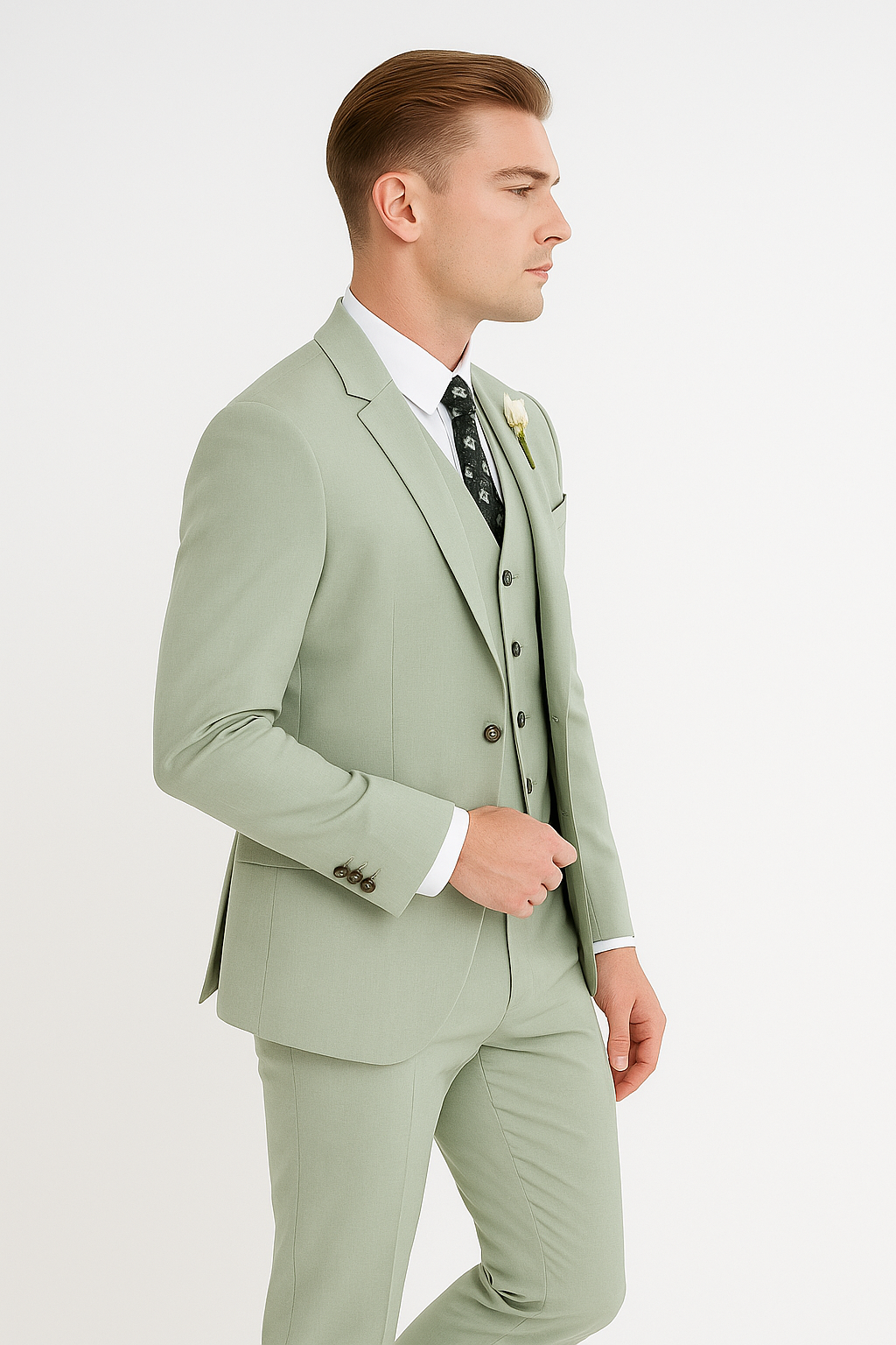 Sage Men Light Green Suit