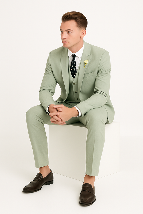 Sage Men Light Green Suit
