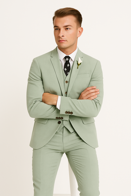Sage Men Light Green Suit
