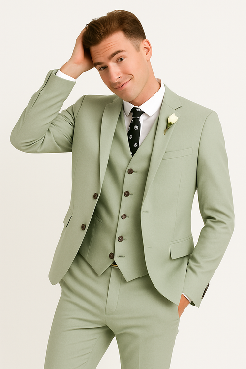 Sage Men Light Green Suit