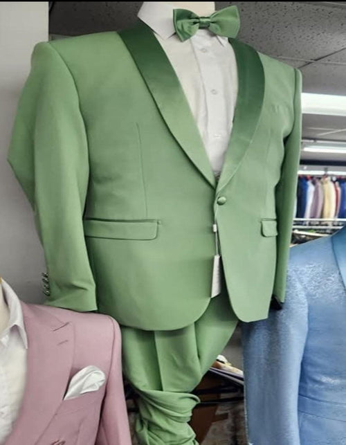 Sage Green Tuxedo - Light Green Wedding Suit Shawl Collar Lapel
