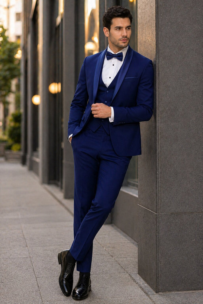 Sapphire Cobalt Blue - Light Navy Blue Tuxedo - Indigo Tuxedo - Wedding Tuxedo Suit