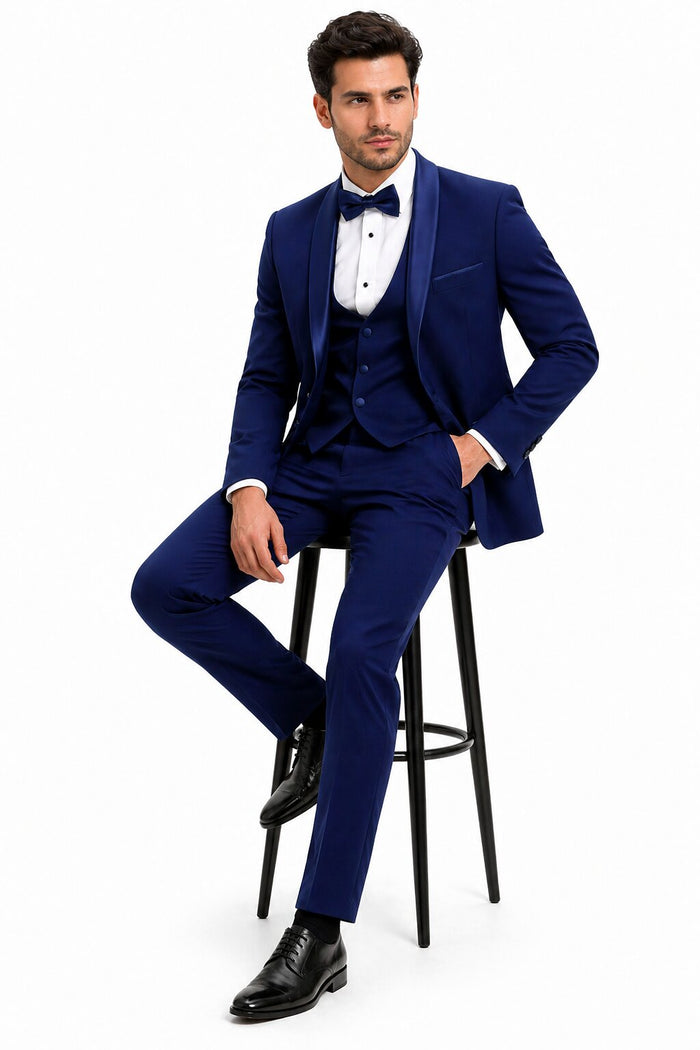 Sapphire Cobalt Blue - Light Navy Blue Tuxedo - Indigo Tuxedo - Wedding Tuxedo Suit