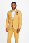 Light Gold Tuxedo Suit for Men – Elegant Two-Piece Wedding and Prom Suit with Satin Shawl Lapel - Mustard Color