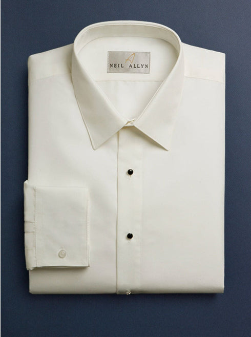 Mens 100% Cotton Tuxedo Shirt in Ivory