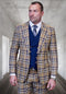 Tan Plaid Suit - Camel Khaki Color Windowpane Pattern Suit - Wool Suit - Peak Lapel Side Vented Modern Fit