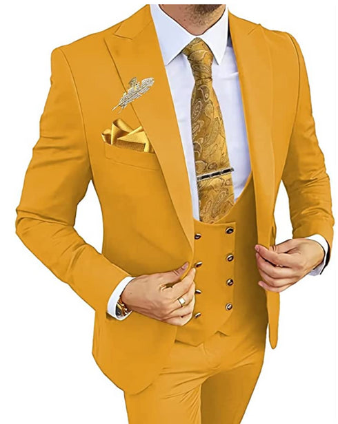 FINNEGAN SINGLE-BREASTED 3 PIECE SLIM FIT LAPEL SUIT(BLAZER+PANTS+VEST)