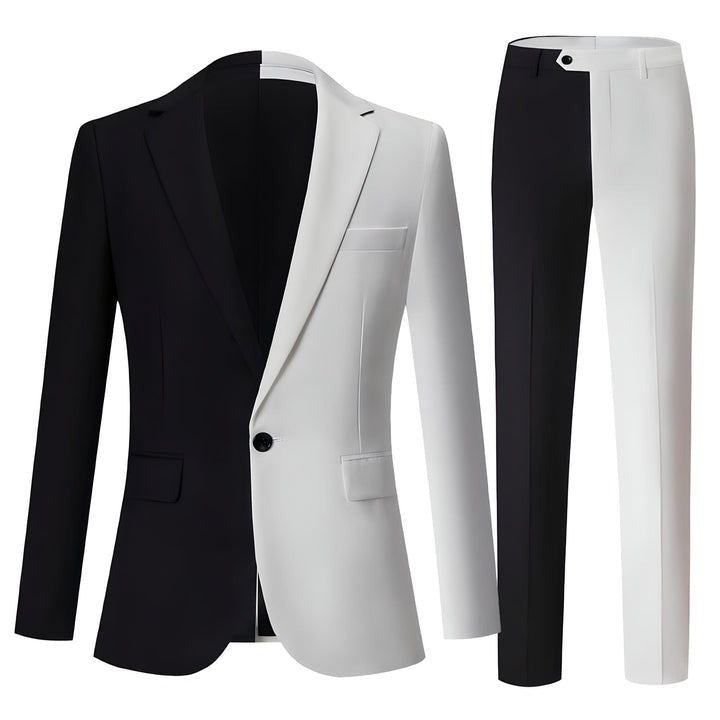 Half Black  Half White Suit The Geoffrey Splice Slim Fit Two-Piece Suit