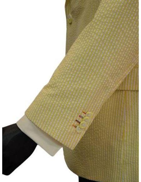 Men's Two Button Yellow White Classic Seersucker Sear sucker suit Trending Formal Blazer