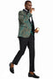 Mens One Button Vested Prom and Wedding Shawl Tuxedo in Green and Gold