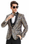 Mens One Button Vested Prom and Wedding Shawl Tuxedo in Blue and Gold