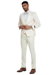 Mens Designer Wedding & Prom Shawl Lapel Vested Paisley Tuxedo in Ivory