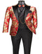 Mens Shiny Paisley Vested Wedding and Prom 2026 Tuxedo in Red and Gold
