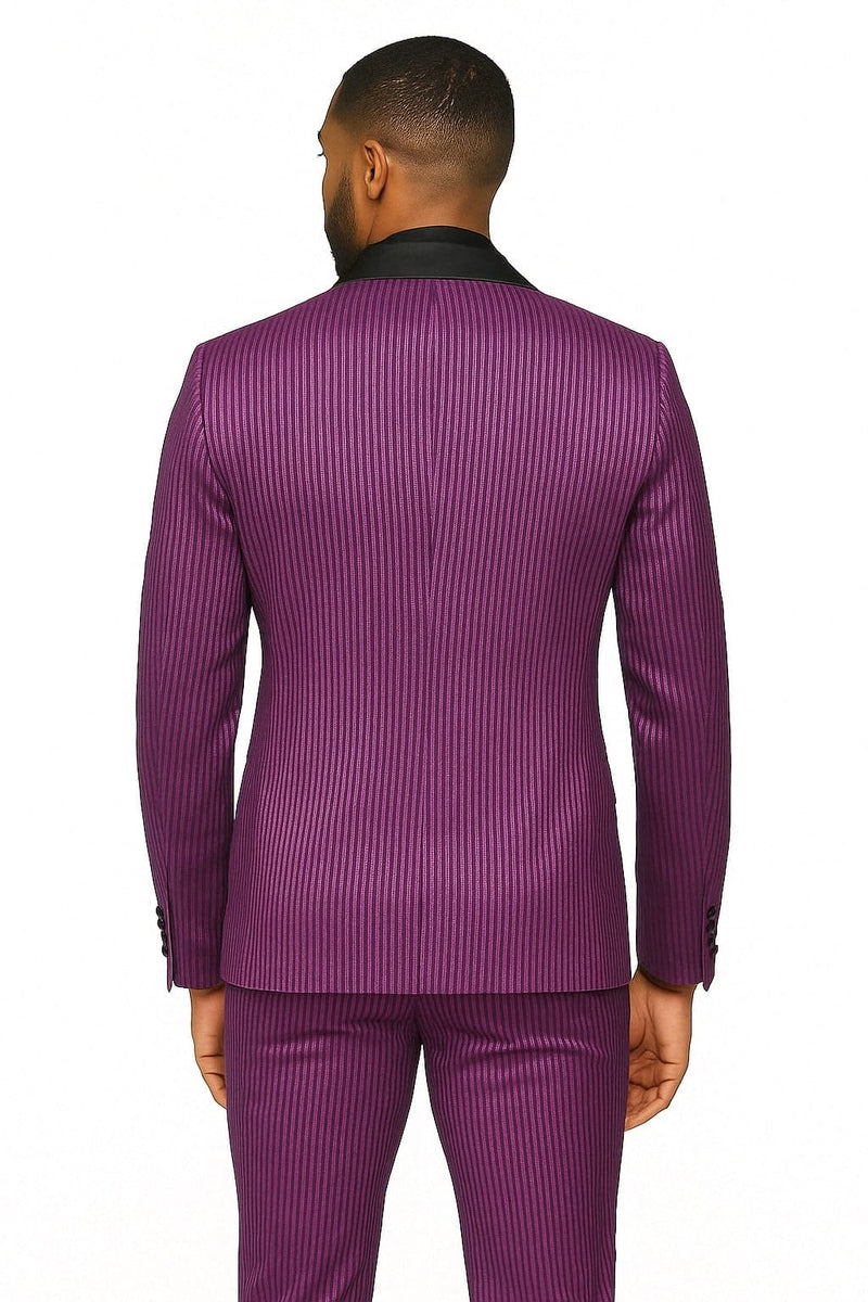 Mens Shiny Purple Tuxedo Jacket with Black Satin Shawl Lapel â€“ Formal Party Blazer for Prom and Weddings