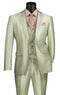 Mens Notch Label Slim Fit Fancy Prom Suit Shiny Sage Green 3 Piece Suit