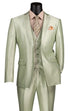 Mens Notch Label Slim Fit Fancy Prom Suit Shiny Sage Green 3 Piece Suit