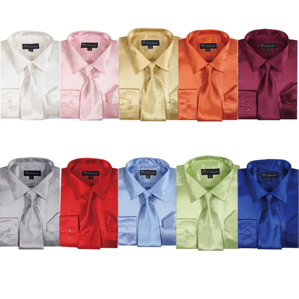 Mens Shiny Satin Dress Shirt