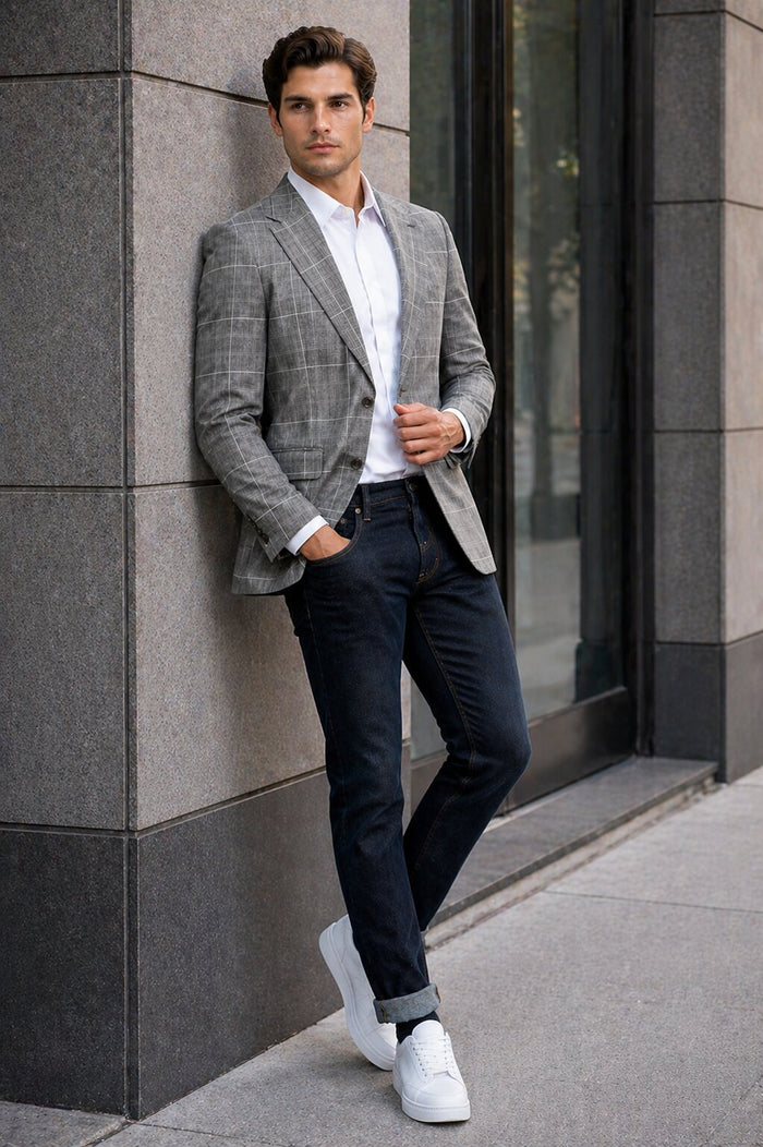 Stacy Adams Men's Hybrid Fit Sport Coat - Windowpane Plaid