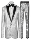 Sequin Suit - Silver Grey Shiny Suit Perfect for Stage or Prom Fancy Pattern Glitter Fabric