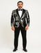 Men's Black and Silver Gray Sequin Tuxedo Blazer With Black Pants