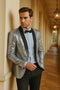 Silver Grey Sequin Blazer - Mens Shiny Sport Coat - Party Jacket - Prom Tuxedo $189