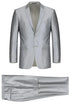 Mens Basic Two Button Classic Fit Silver Grey Sharkskin Suit