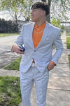 Mens Slim Fit Shiny Paisley Prom & Silver Grey Wedding Suit