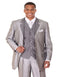 Mens 3 Button Vested Wide Peak Lapel Two Tone Sharkskin Single Breasted Silver Grey Suit