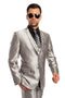 Men's Two Button Vested Shiny Sharkskin Wedding Silver Grey Fashion Suit