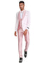 Mens One Button Prom and Wedding Tuxedo with Satin Vest and Pants in Pink
