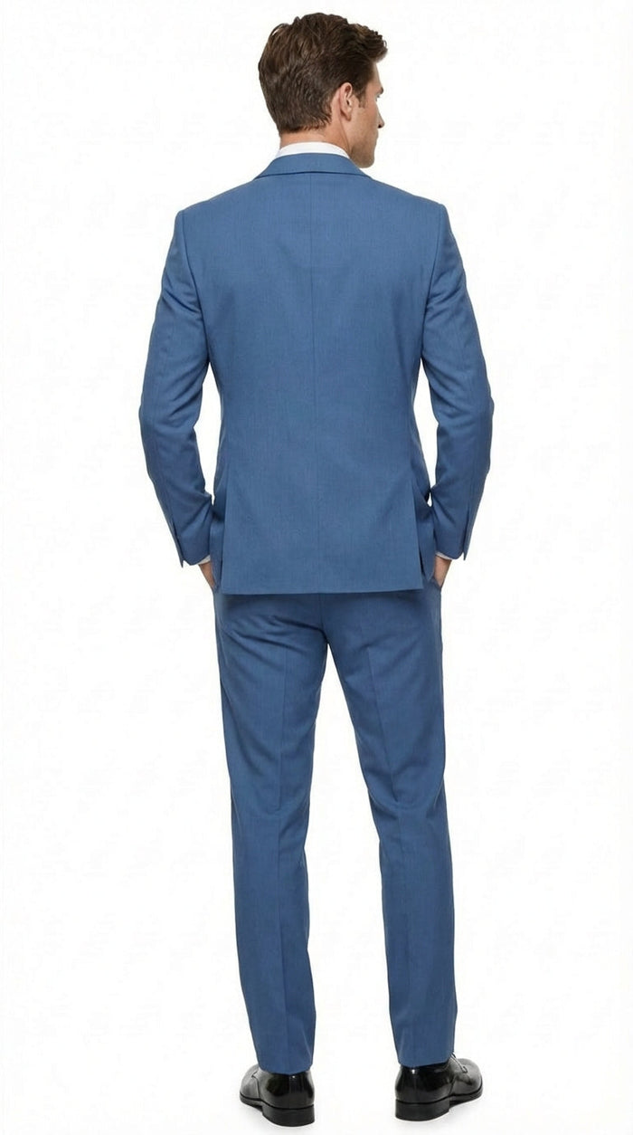 Men’s Sky Blue Suit with Shawl Lapel – Formal Wedding and Prom Dinner Jacket Set, Steel Blue Color