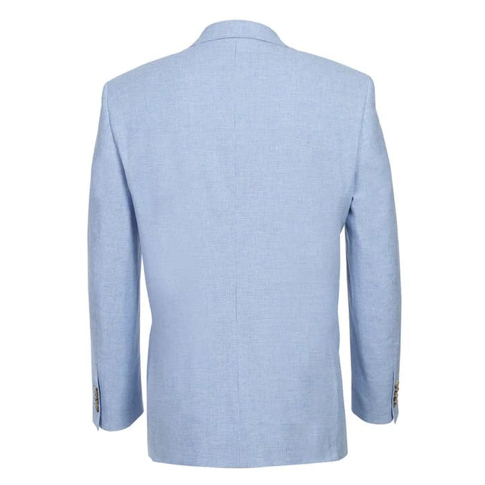 Mens Classic Two Button Linen & Cotton Summer Sport Coat Sky Blue Blazer Houndstooth