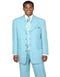 Mens 4 Button Long Vested Fashion Sky Blue Paisley Vest Suit