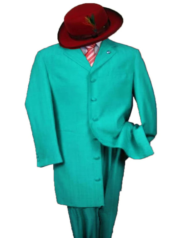 Mens 2PC Classic Long Fashion Zoot Sky Blue Suit