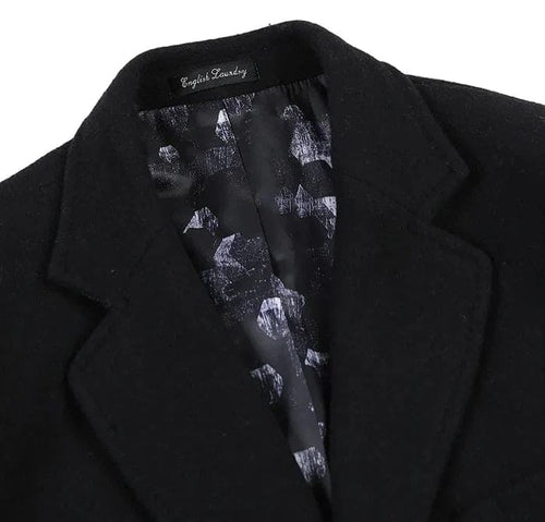Mens Black Overcoat -Black Fall-Winter Essential Slim Fit Overcoat Wool Blend