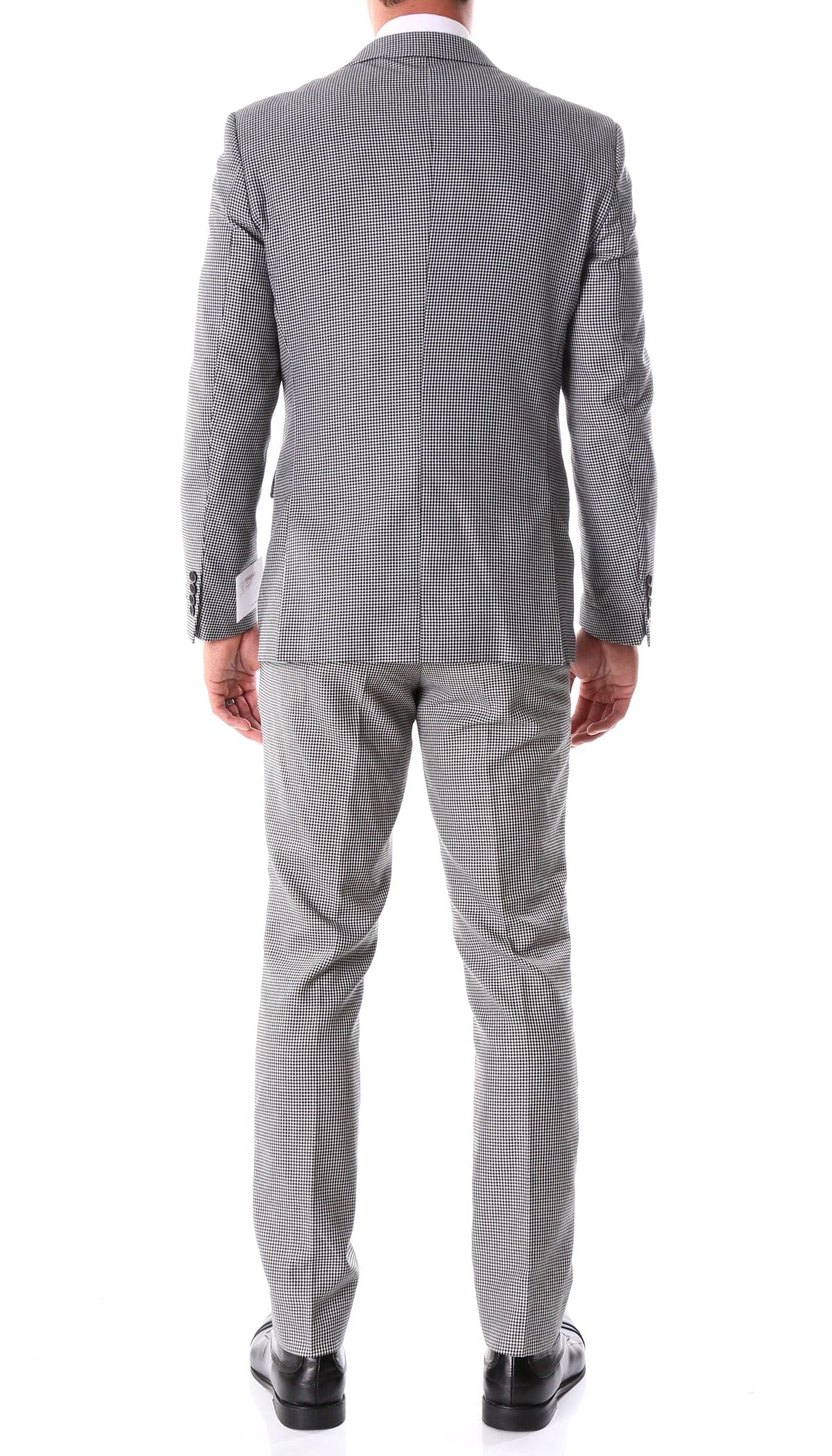 Mens Slim Fit Houndstooth Peak Lapel 2pc Suits