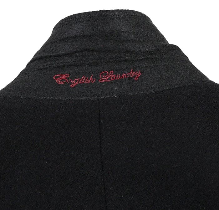 Mens Black Overcoat -Black Fall-Winter Essential Slim Fit Overcoat Wool Blend
